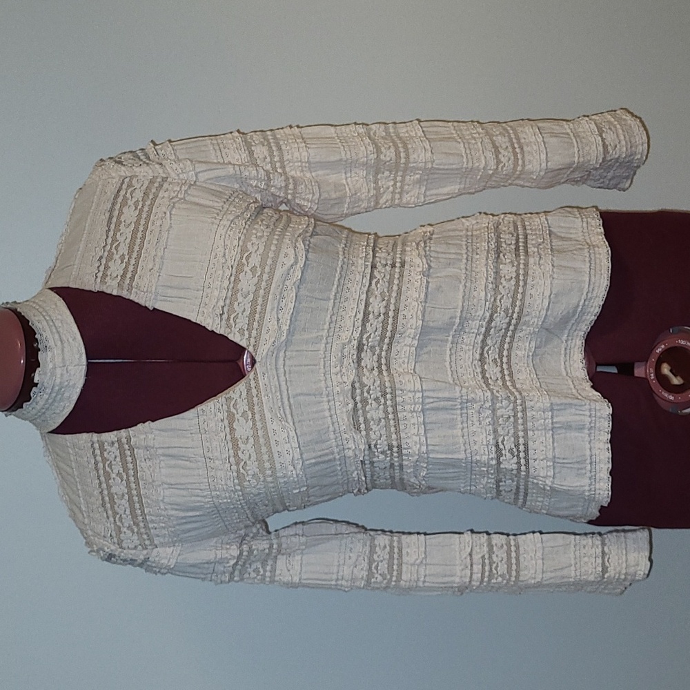 Cinq à Sept Antonia Mock Neck Textured Long Sleeve Blouse, SZ L